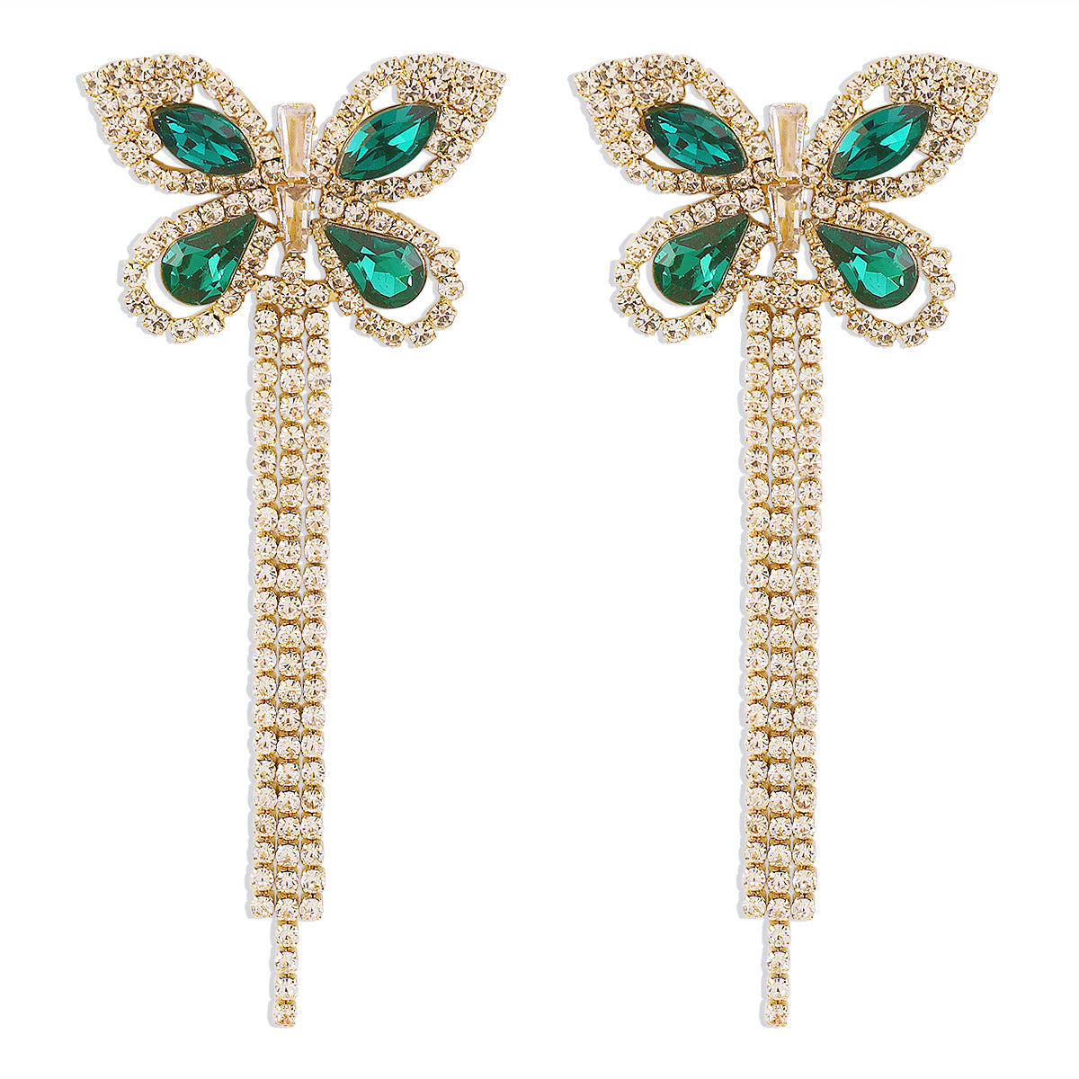 E9958 Light Luxury Claw Chain Earrings Full Diamond Butterfly Tassel Earrings Temperament Versatile Lady Design Earrings