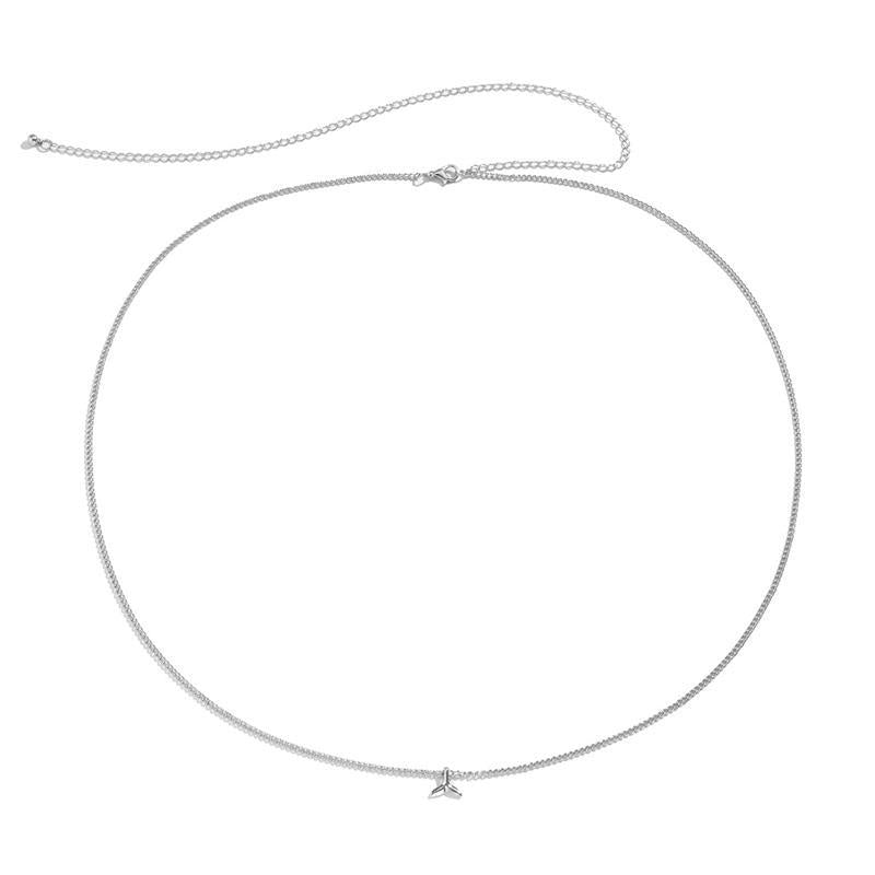 Simple ins cold fishtail waist chain feminine trendy geometric metal single layer body chain