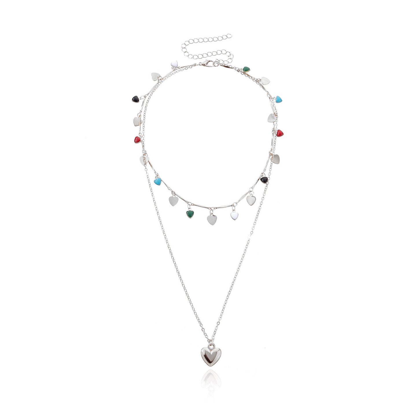 Jewelry fashion simple multi-layer drip glaze love metal piece necklace personality colorful temperament pendant