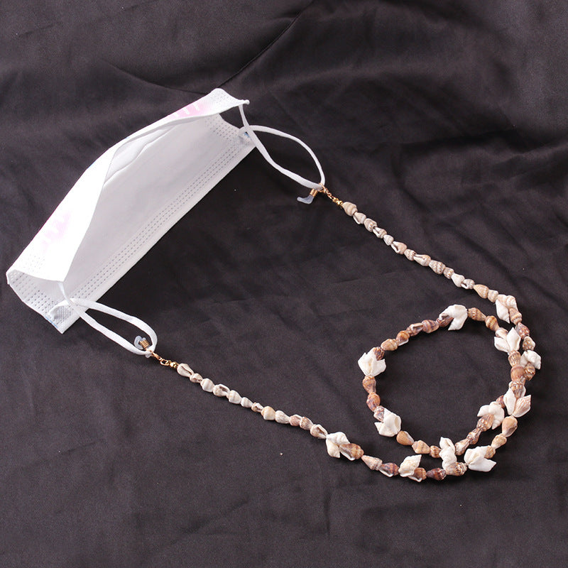 Jewelry beach conch shell beaded hanging neck glasses chain geometric U-shaped mask sunglasses accessories chain