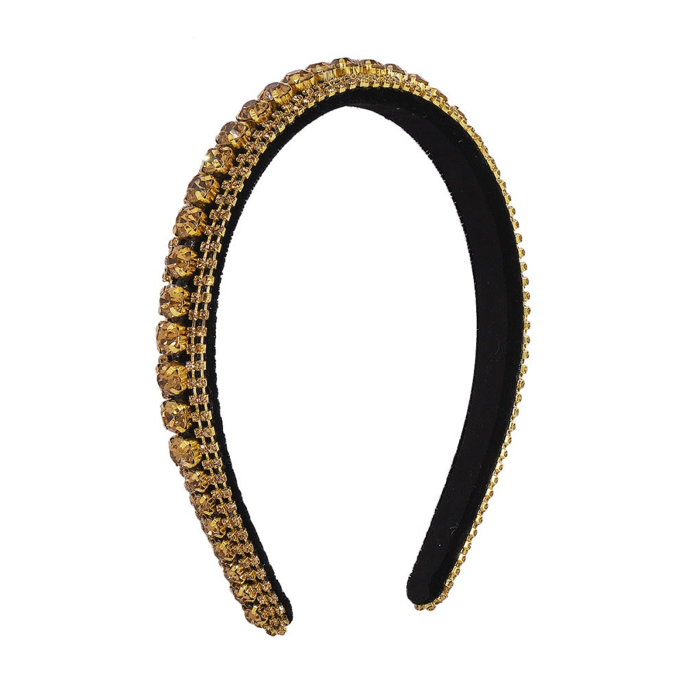 F3943 Light and luxurious hair clip claw chain rhinestone exaggerated pressure hair headband Xiaoxiang going out forest headband