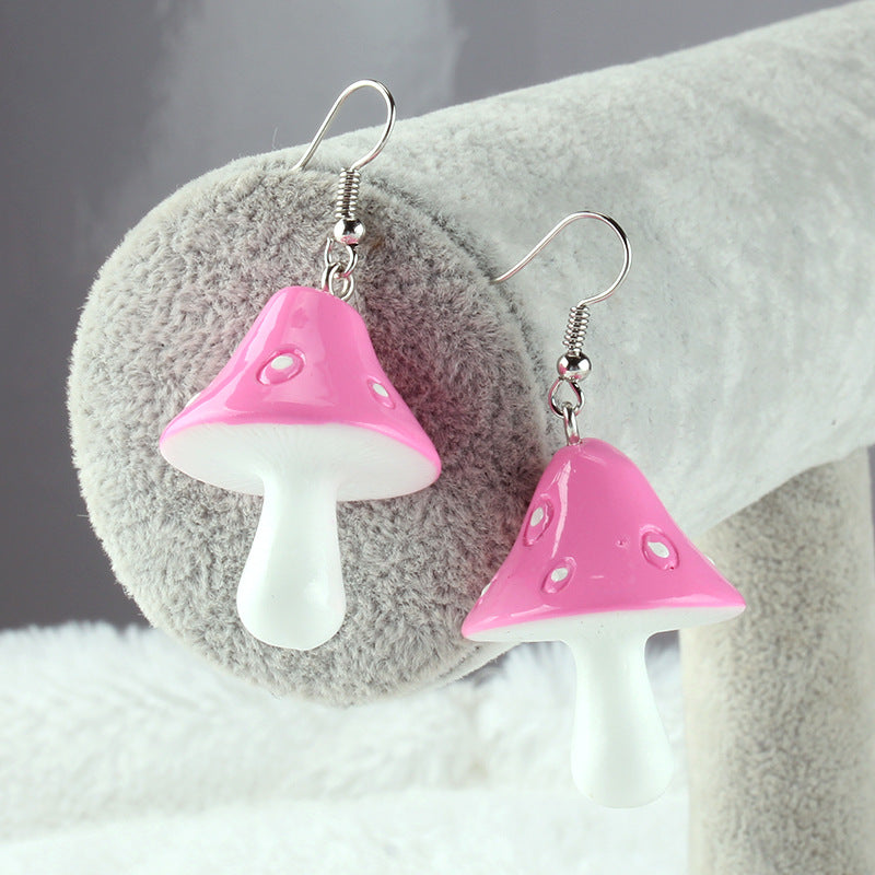 Jewelry Simulation Mushroom Earrings Earrings Personality Simple Ins Three-dimensional Wave Dot Mushroom Earrings