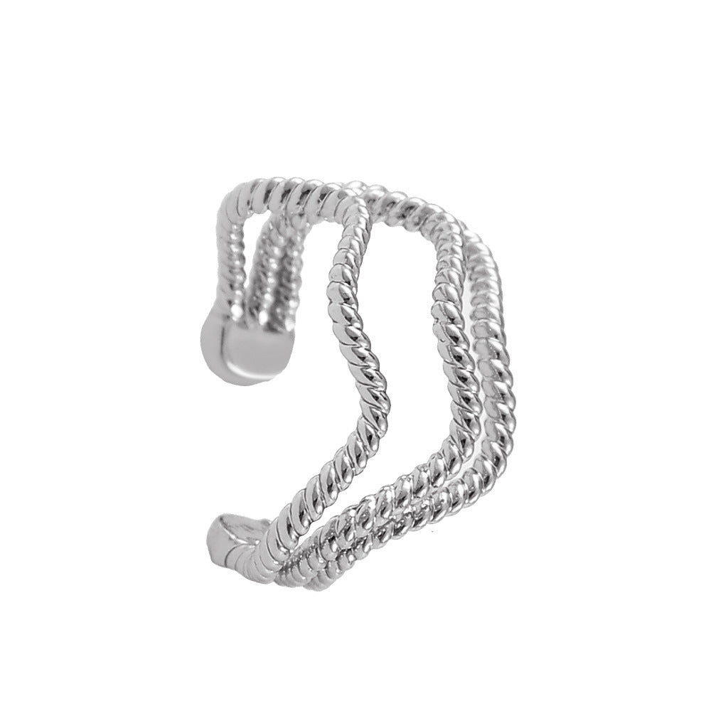 Simple metal wavy ear clips without ear piercing ins cold C-shaped twist ear bone clip high-end earrings
