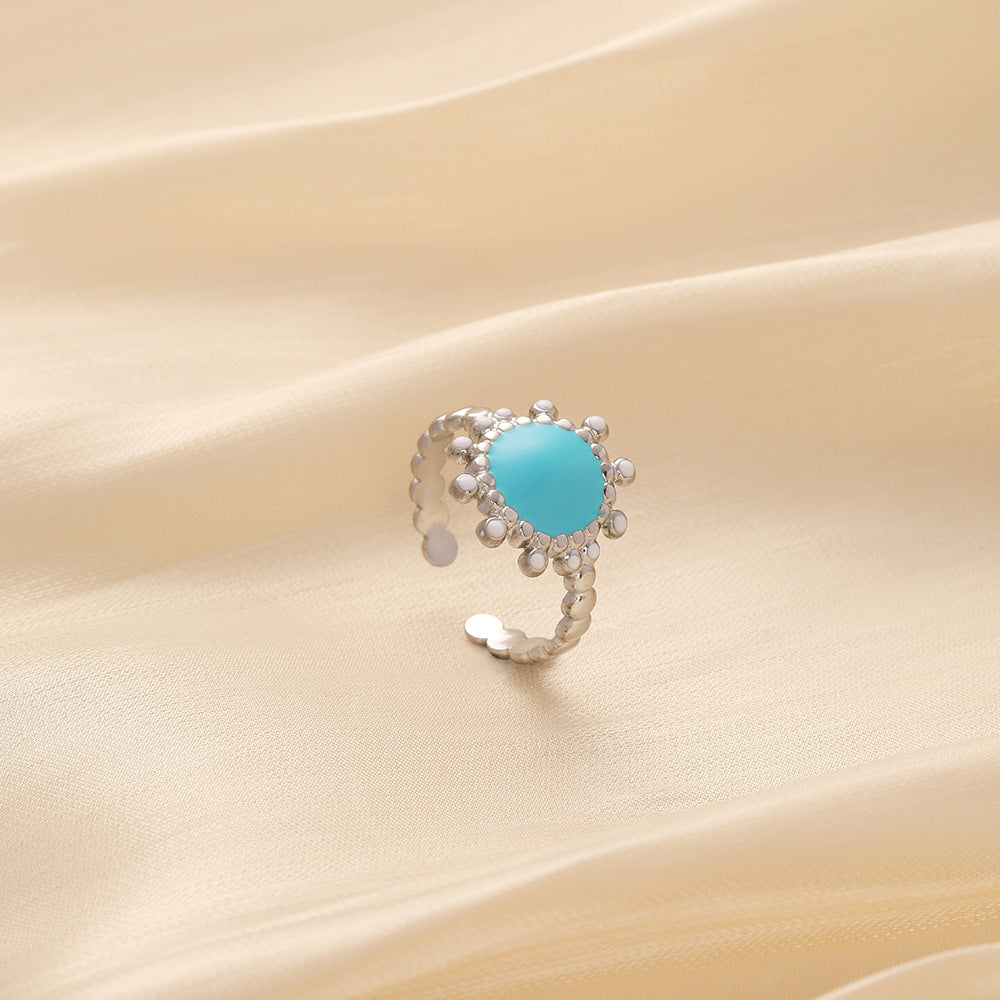 Simple light luxury niche design ladies simple stainless steel opening adjustable sun dripping oil ring
