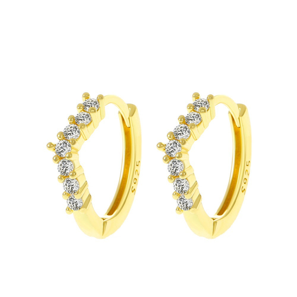 Ins diamond ring earrings female retro fashion temperament metal geometric circle ear buckle net red earrings tide