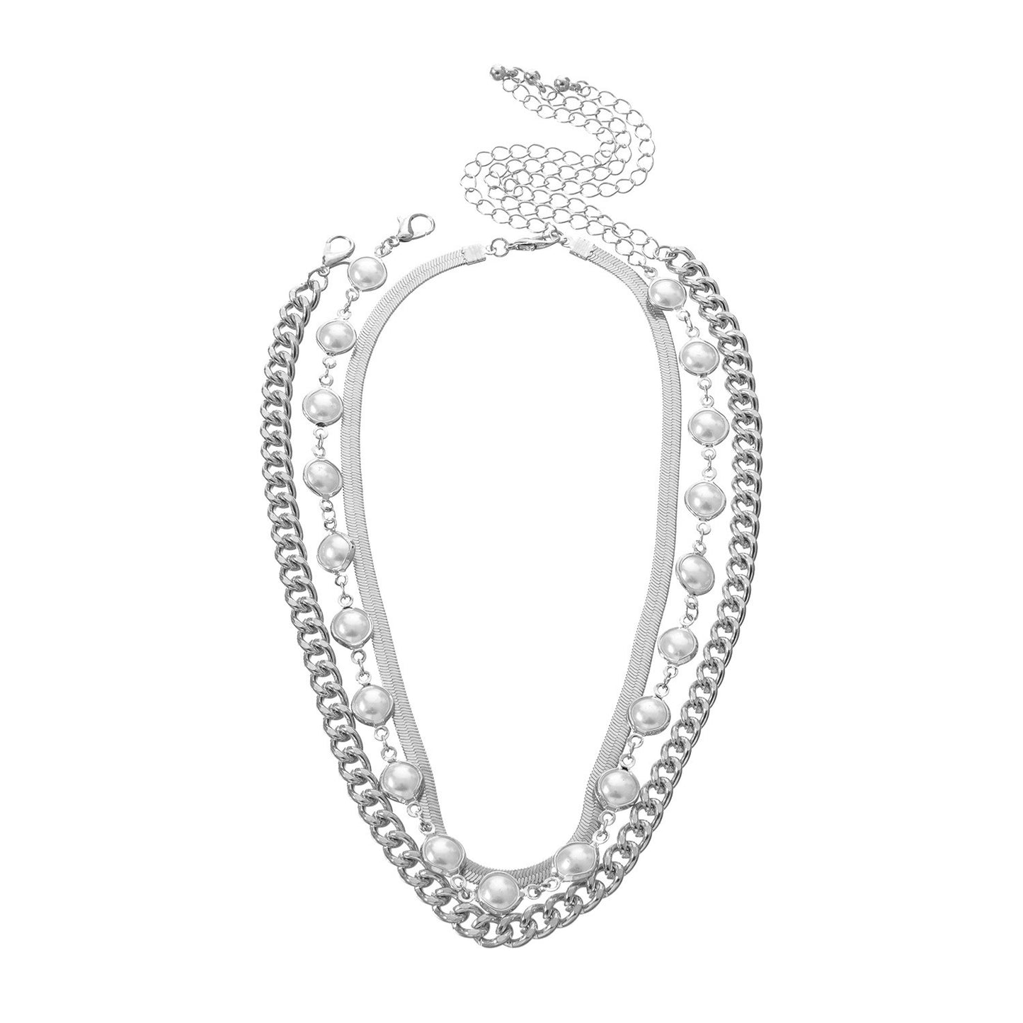 Jewelry Retro Exaggerated Round Pearl Necklace Female Personality Simple Snake Shape Multilayer Necklace