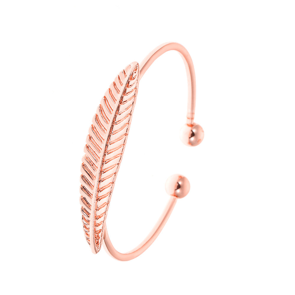 Ins fashion trend all-match leaf bracelet simple opening leaf bracelet jewelry