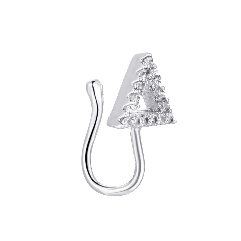 U-shaped nose clip zircon geometric opening nose ring fake nose nail free piercing puncture jewelry