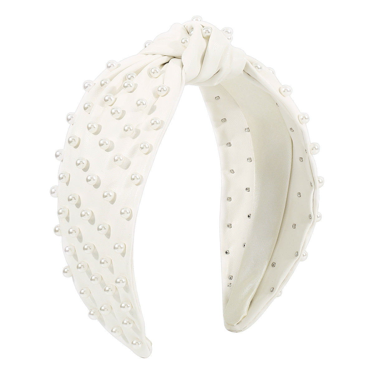F494 fashion knotted leather beaded hair hoop female CCB personality wide-brimmed sweet going out pressing hair hoop
