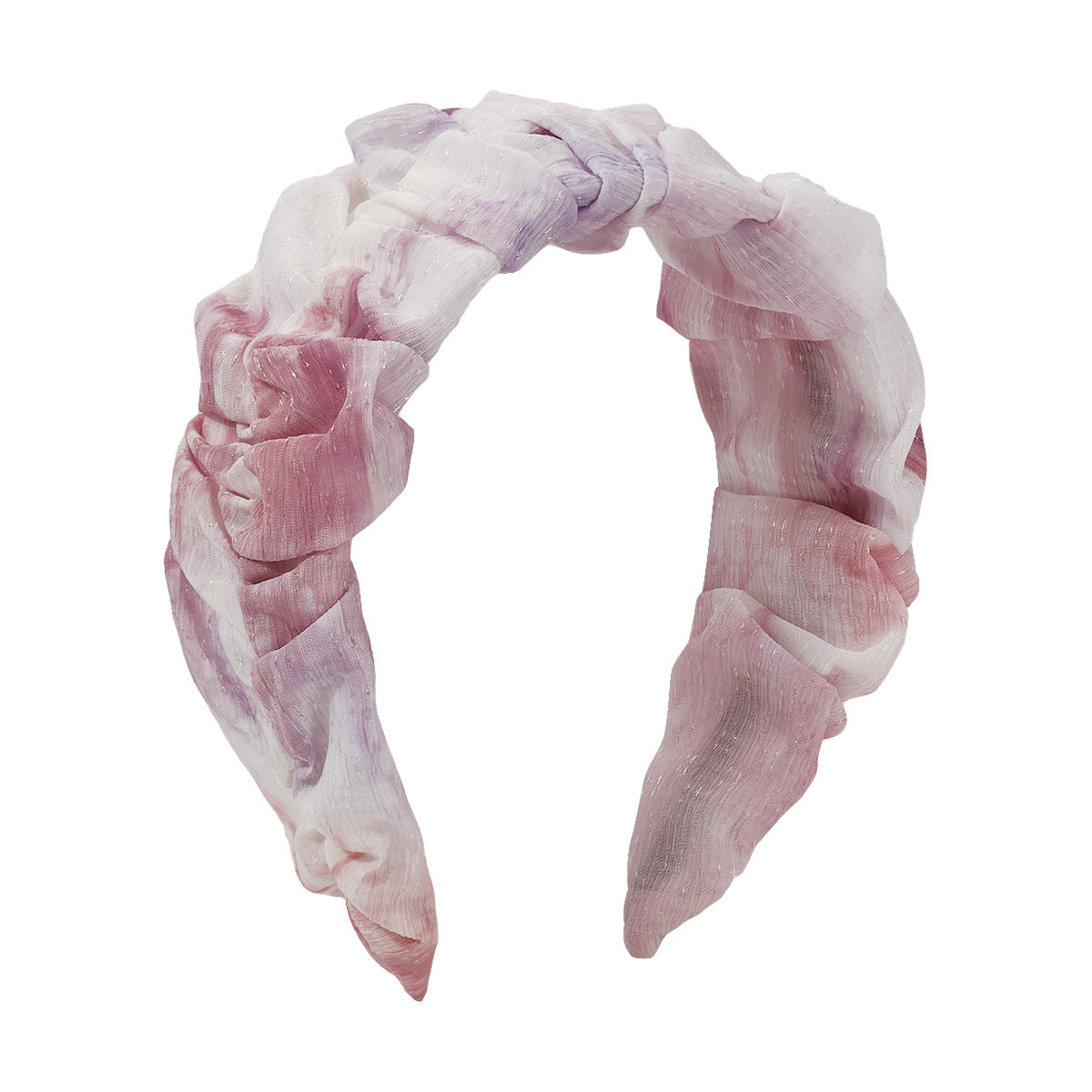 F4597 Girl's Heart Net Red Fashion Headband Sand Material Sweet Wide Side Folds Dazzling Color Contrasting Color Going Out Pressed Hair Headband