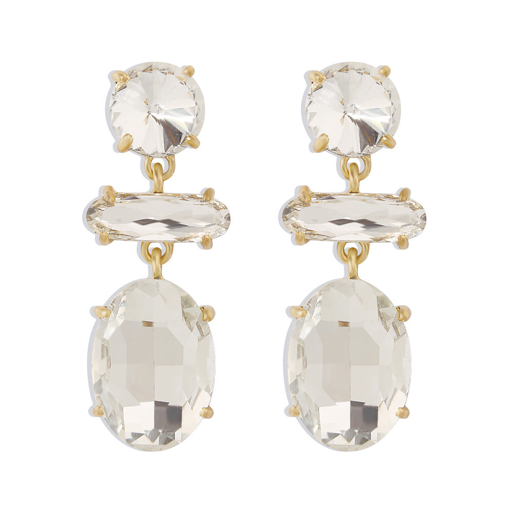 E9626 Diamond Earrings Temperament Ladies and Ladies Several Earrings Exaggerated Contrasting Color Multi-cut Earrings