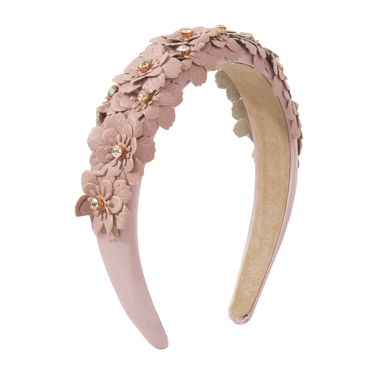 F4763 Jewelry Candy Color Sweet Leather Flower Rhinestone Headband Wide Brim Fashion Mori Headband