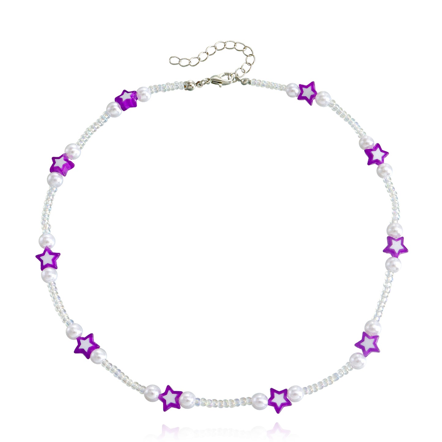 Jewelry bohemian colorful five-pointed star transparent rice bead choker necklace female ins