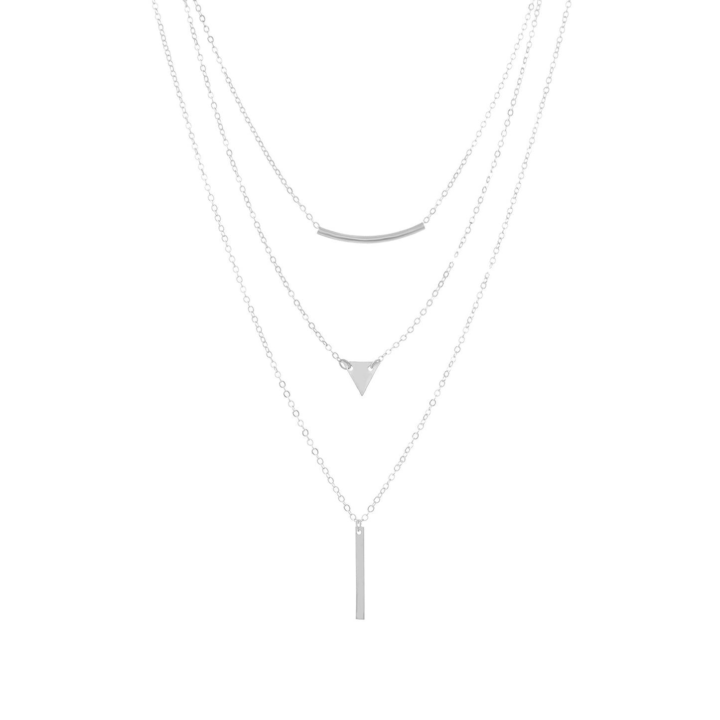 Jewelry fashion street shooting elbow triangle sequin metal strip combination necklace