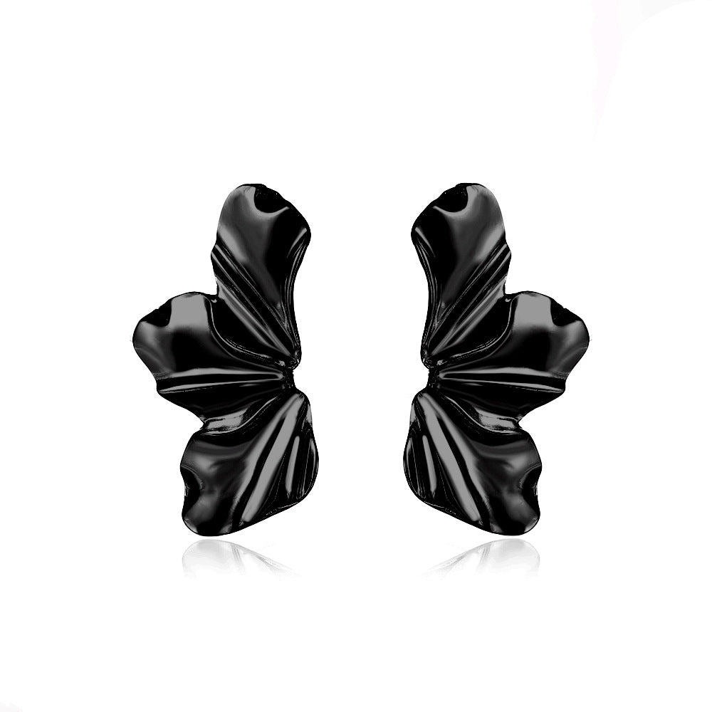 Retro exaggerated golden flower earrings simple temperament matte irregular petal earrings fashion earrings for women