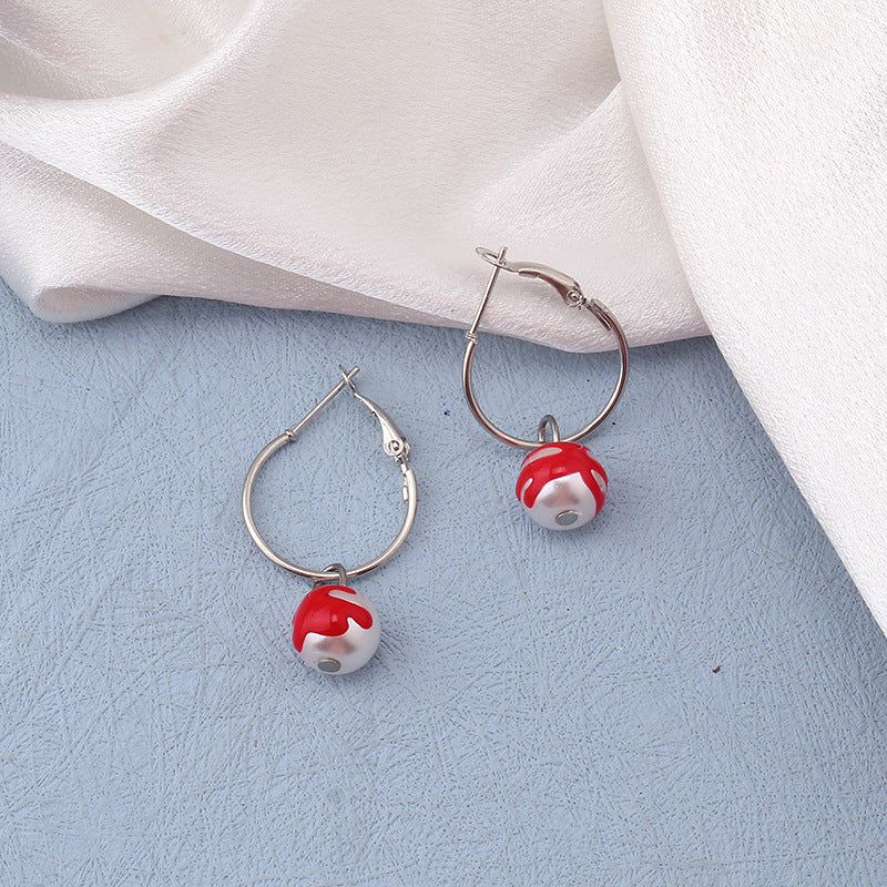 Creative Light Luxury Drip Oil Red Flame Pearl Necklace Advanced Sense Niche Design Clavicle Chain Bracelet