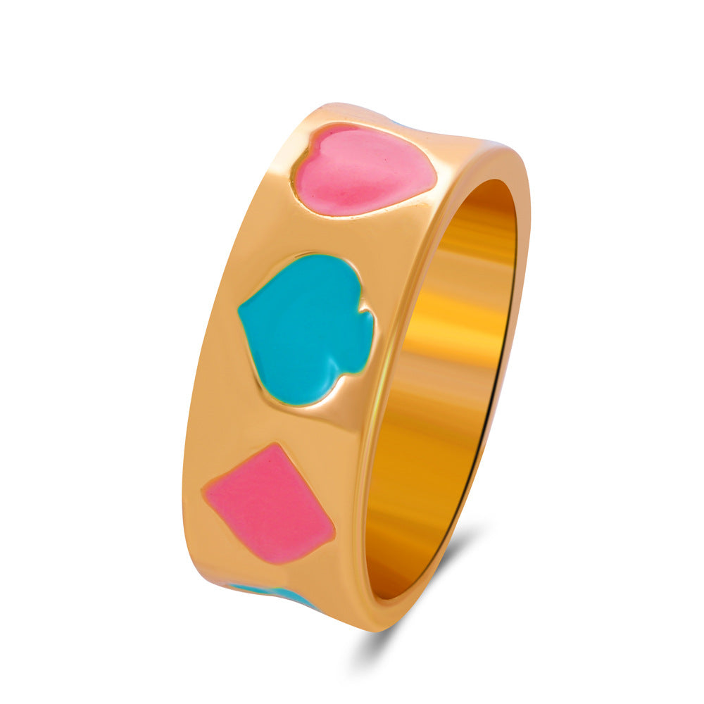 Ins simple cute flower love ring fashion fun smiley face ring metal index finger ring female