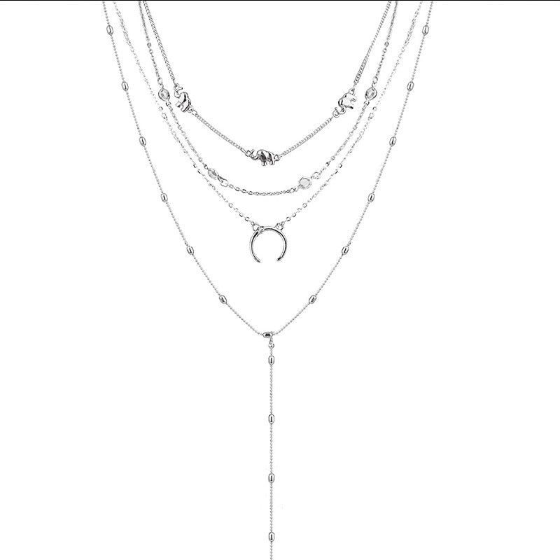 Trendy Pop Women's Bohemian Ball Moon Bead Pendant Multilayer Items Jewelry