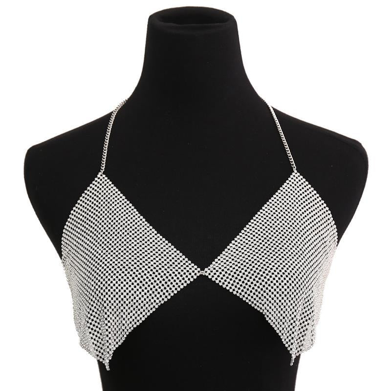 Fashion exaggerated sexy diamond body chain women's beach seaside vacation bikini sequins chest chain