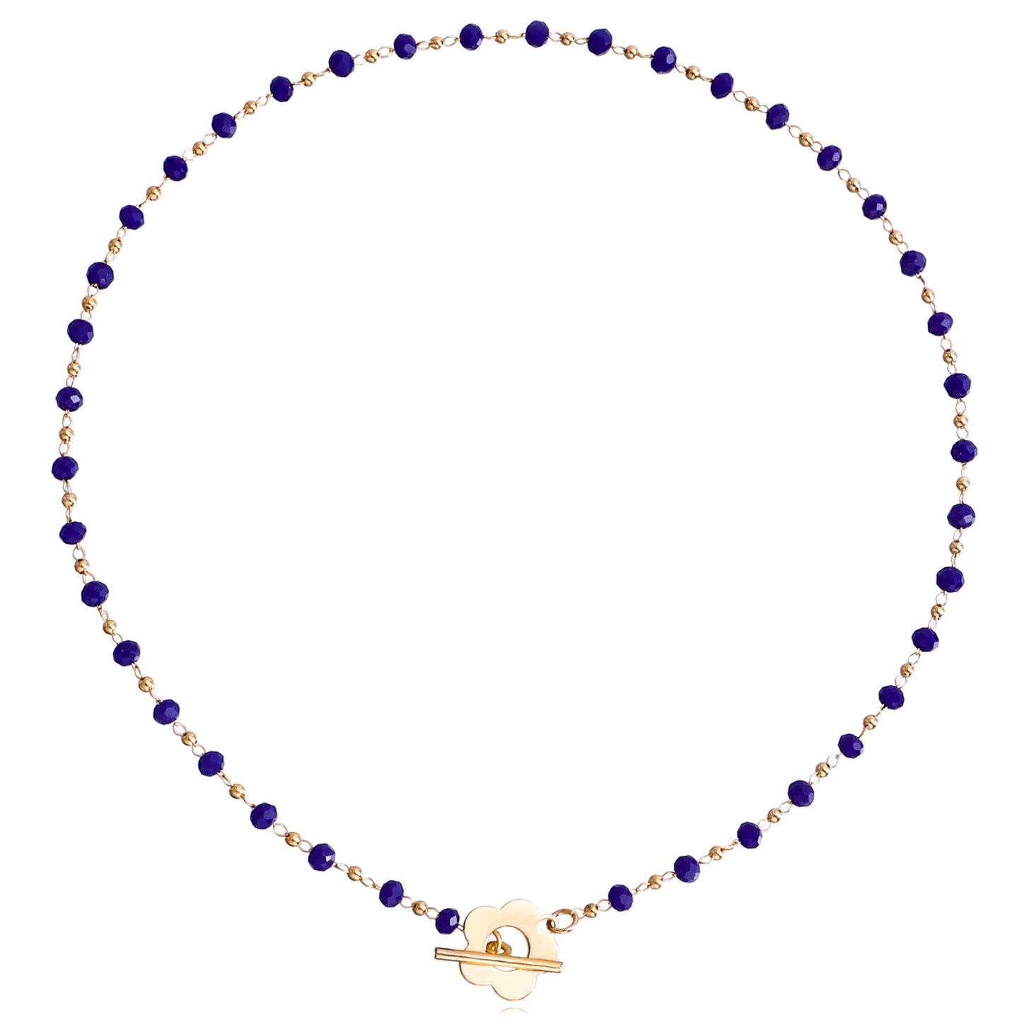Jewelry Fashion Temperament Black Crystal Glass Bead Chain Simple OT Buckle Short Flower Necklace