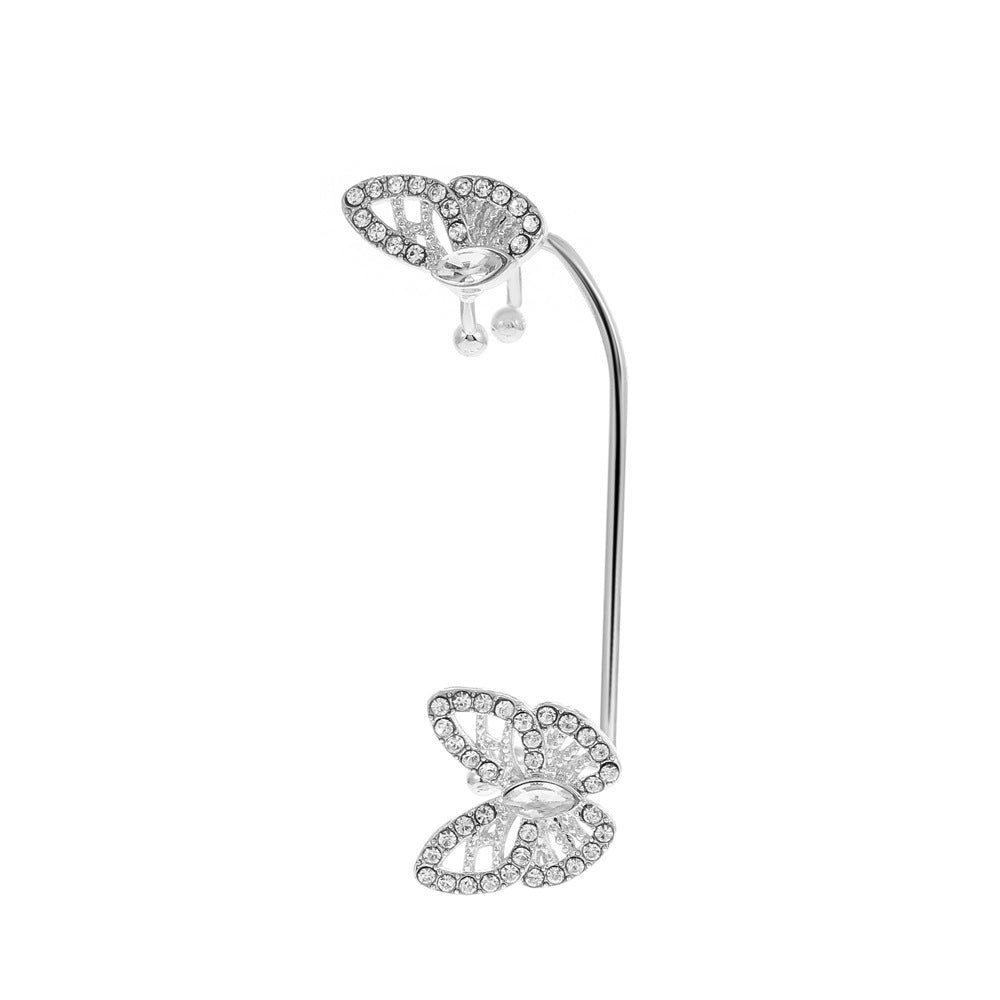Ins diamond-studded butterfly ear hanger women without ear piercing butterfly ear bone clip fashion niche exaggerated wing ear clip