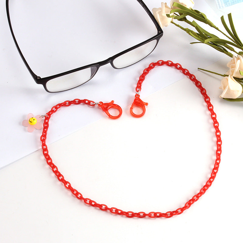 Mask chain fashion acrylic splicing dripping oil flower decoration glasses chain hanging chain