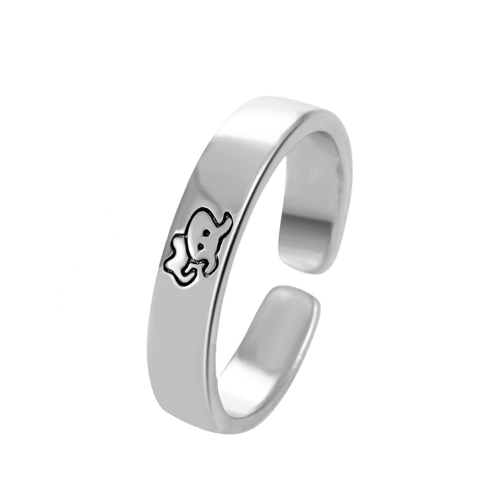 Ins cartoon cute couple ring fashion simple niche design bone puppy opening index finger ring