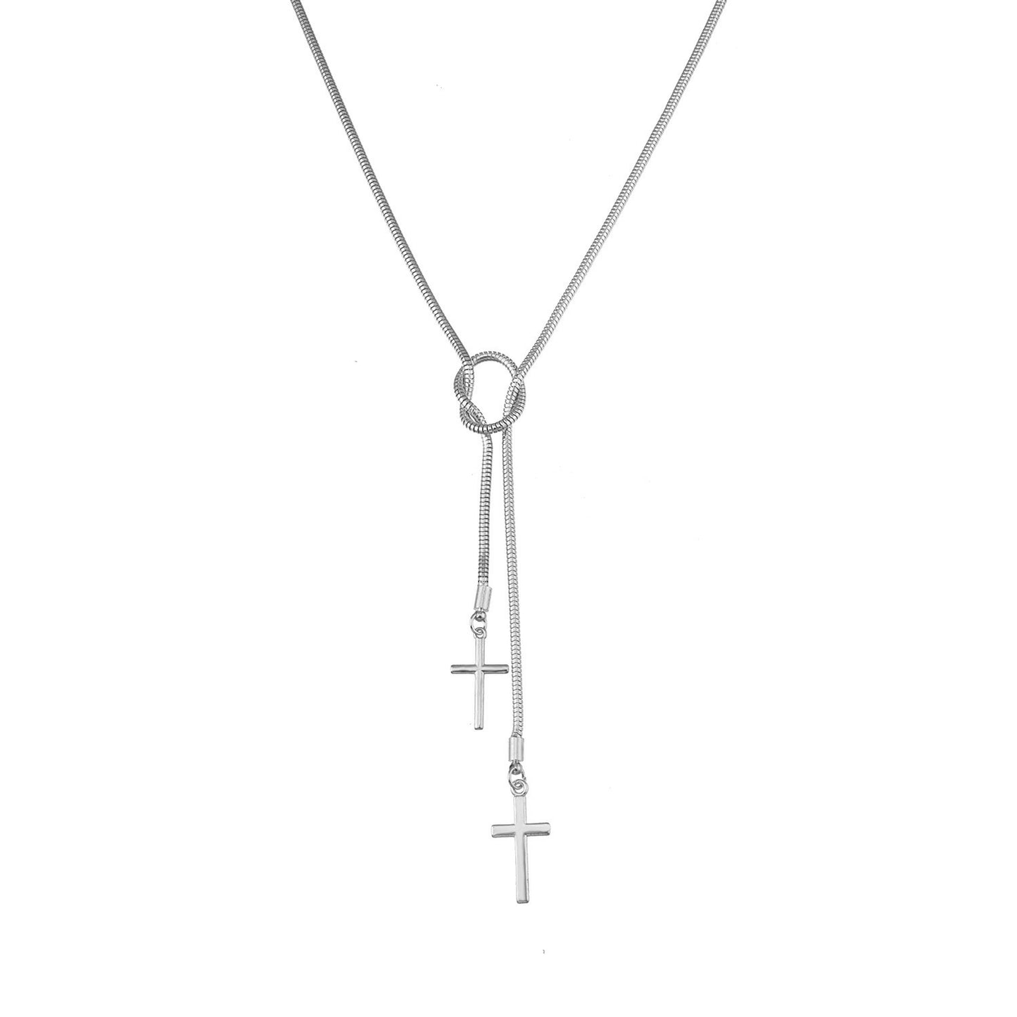 Jewelry Personality Cross Snake Bone Chain Necklace Women's Fashion Trendy Cool Can Knotted and Wearable Necklace
