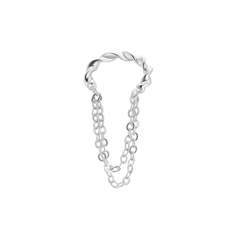 Ins cold geometric ear clip braided twist hole-free tassel earrings fashion creative earrings jewelry female