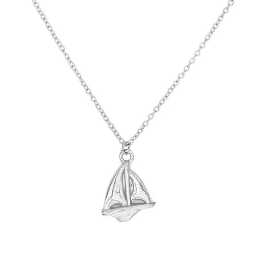 18 Years Jewelry Fashion Simple Sailboat Necklace Sailboat Shape Pendant Electroplated Gold and Silver