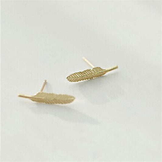Earrings Exquisite Feather Shape Stud Earrings Elegant Women Jewelry
