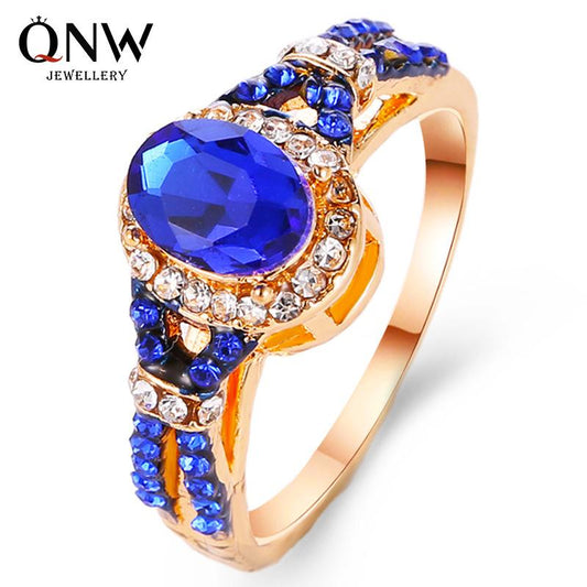 Hand Jewelry Temperament Blue Zircon Diamond Ring Classic Ladies Hand Jewelry