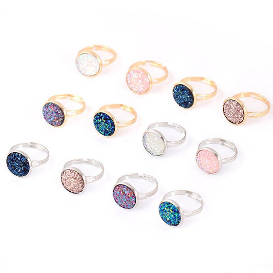 Fashion personality crystal cluster ring simple creative open ring jewelry