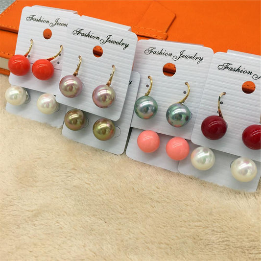High-quality gold-plated hypoallergenic bead earrings simple female earrings youth girl accessories