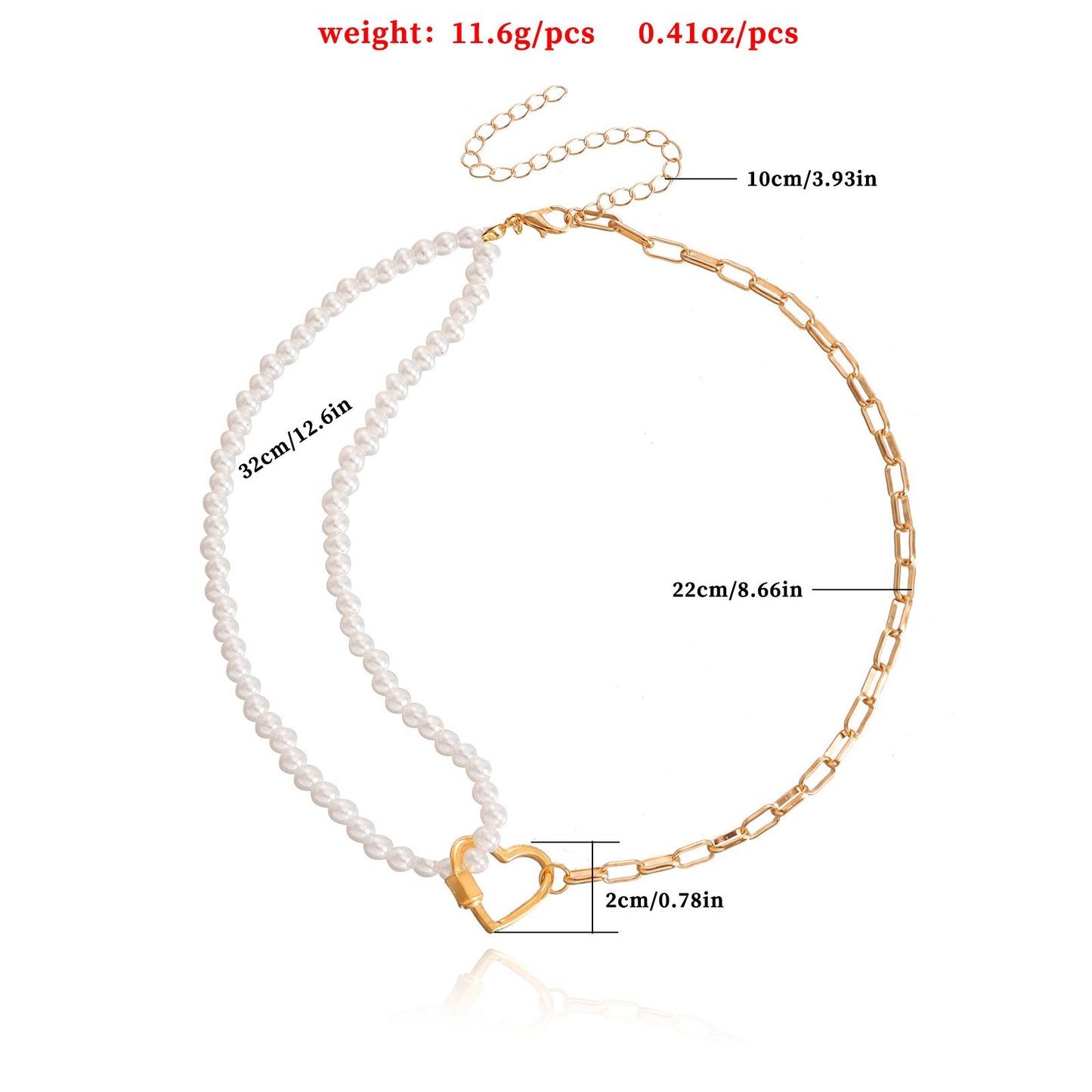 Jewelry ins creative imitation baroque pearl hollow love pendant necklace female necklace niche