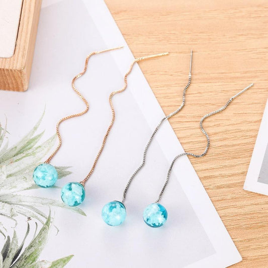 ETSY Blue Sky White Cloud Transparent Sky Resin Geometric Spherical Pendant Earwire Earrings Female Ear Jewelry