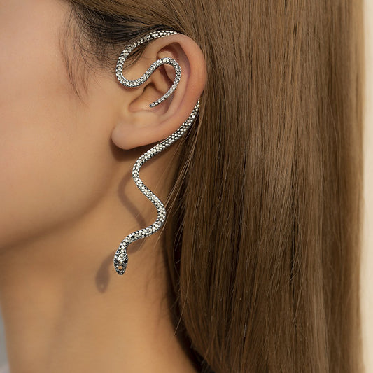 Jewelry Retro Smart Diamond-studded Snake-shaped Earrings Women's Design Trendy Geometric Earbone Clip Earrings