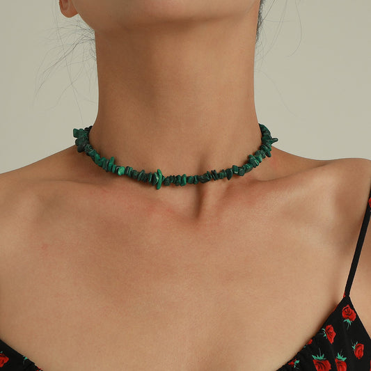 Jewelry fashion simple short green turquoise necklace femininity versatile personality exaggerated necklace