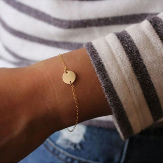 Boutique Gift Ladies Autumn Round Copper Pendant Simple Bracelet