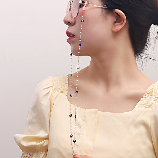 Jewelry mask hanging chain glasses hanging chain imitation pearl glasses chain devil's eye mask chain