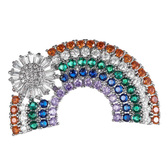 Fashion Personality Jewelry Creative Rainbow Copper Micro-inlaid Brooch Temperament Versatile Jewelry