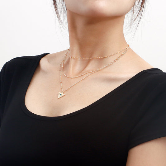 Jewelry Triangular Devil's Eye Pendant Necklace Sweater Chain High-end Sense Necklace