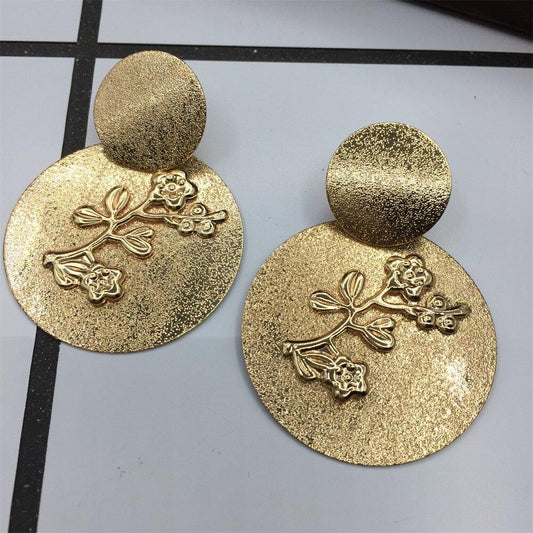 Frosted surface disc rose embossed earrings earrings for night party dance performance earrings