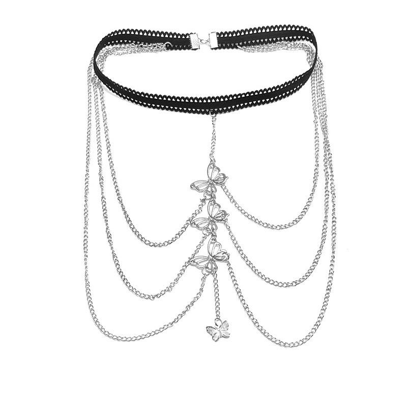 Sexy Butterfly Thigh Chain Elastic Multi Layer Butterfly Long Leg Chain Women Fashion Chain Body Chain