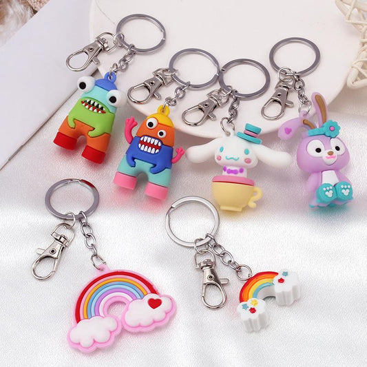 Cartoon color monster key chain creative couple car bag key personality soft pottery pendant