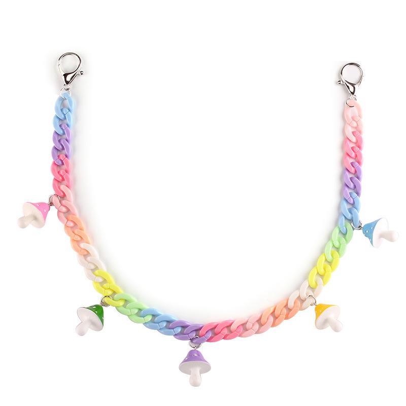Candy color high street retro color resin chain trend acrylic mushroom head pendant pants chain