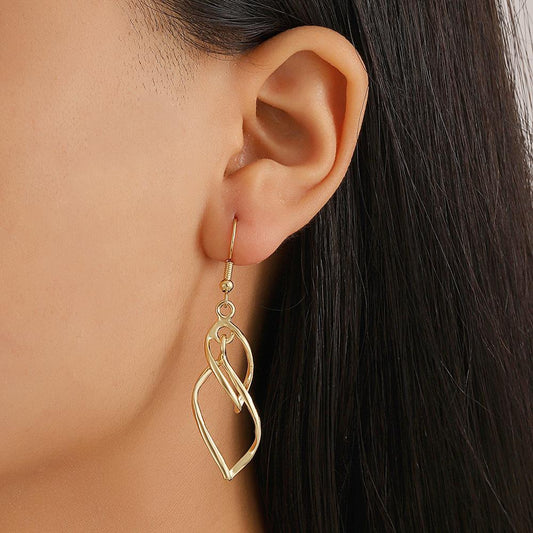 ins twisted rhombus multi-layer earrings retro personality exaggerated metal wave geometric earrings simple earrings