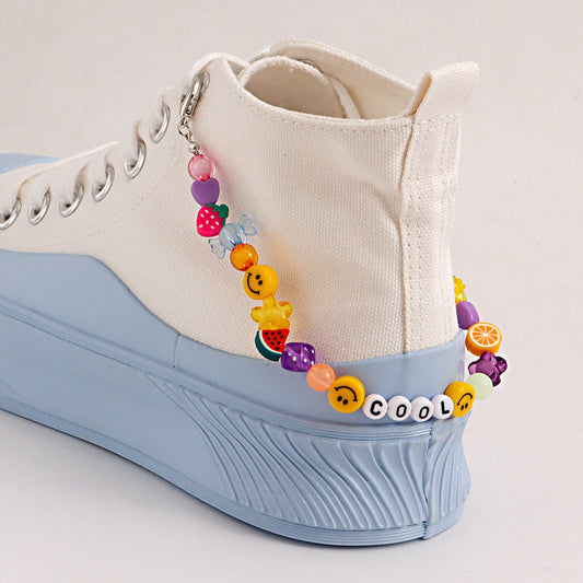 ins ethnic shoe chain accessories diy jewelry handmade beaded letter chain shoe buckle decoration