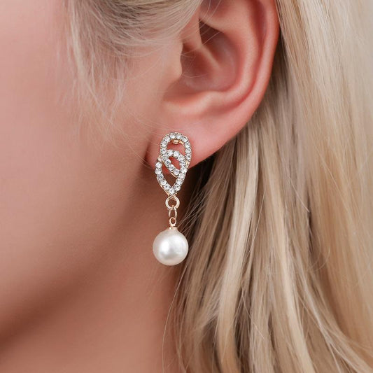 Pearl Set Temperament Diamond Water Drop Two-piece Necklace Earrings Popular Jewelry