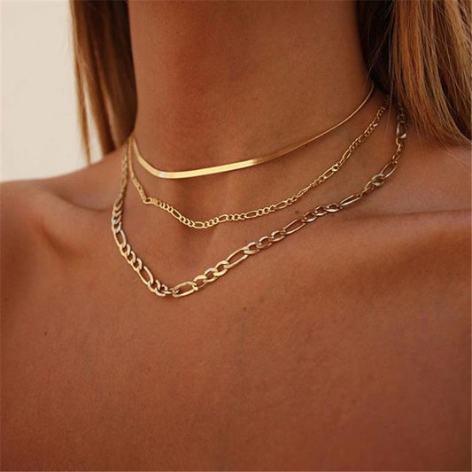 Retro Snake Chain NK Chain Multilayer Necklace Ladies Accessories Set Necklace Jewelry